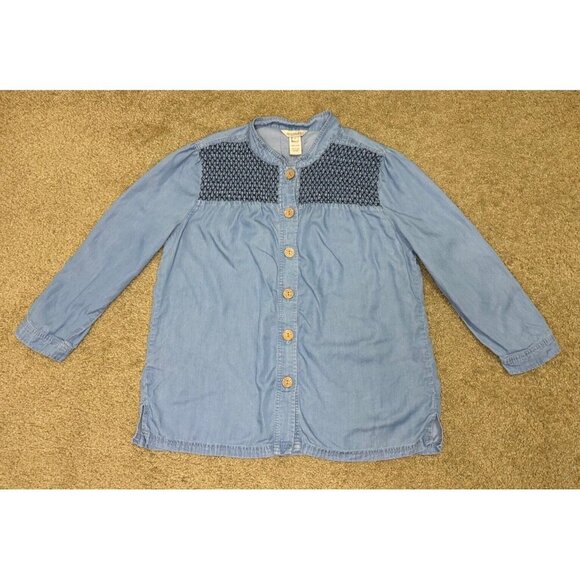 MULTIPLES Women's Chambray Blue Peasant Prairie Long Sleeve Lyocell Shirt SMALL - Picture 8 of 8